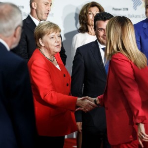 RCC Secretary General, Majlinda Bregu with German Chancellor, Angela Merkel at the Western Balkans Leaders’ Summit in Poznan, Poland, 5 July 2019 (Photo: Courtesy of German Government) 