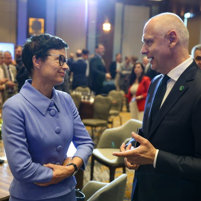 RCC Secretary General Amer Kapetanovic with Marta Kos, European Commissioner for Enlargement in Skopje during the Growth Plan Summit held on 1 July 2025 (Photo: RCC/Ognen Acevski)