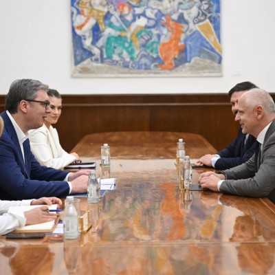 Secretary General of the Regional Cooperation Council (RCC), Amer Kapetanović met with the President of Serbia, Aleksandar Vučić in Belgrade on 3 June 2025 (Photo: Courtesy of the Office of the President)
