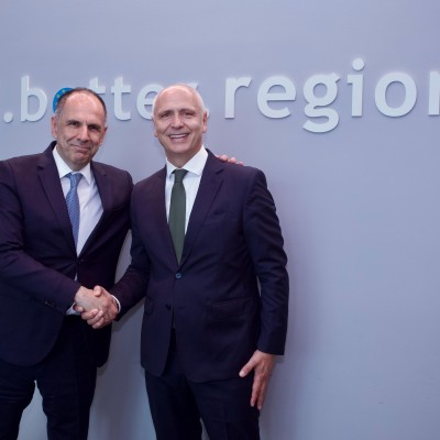 Secretary General of the Regional Cooperation Council (RCC) Amer Kapetanović with Minister for Foreign Affairs of Greece, George Gerapetritis in RCC Headquarters in Sarajevo on 19 June 2026 (Photo: RCC/Jasmin Sakovic)