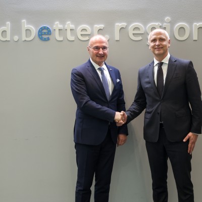 Minister of Foreign and European Affairs of Croatia, Gordan Grlić Radman visited Regional Cooperation Council and met with Secretary General Amer Kapetanovic on 4 November 2025 (Photo: RCC/Armin Durgut)