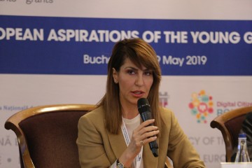 Secretary General of the Regional Cooperation Council Majlinda Bregu at the opening of the Conference ‘How to better respond to European aspirations of the young generation in the Western Balkans?’ organised by the Romanian Presidency of the EU Council in partnership with the RCC, in Bucharest on 28 May 2019 (Photo: RCC/Stefan Banu)