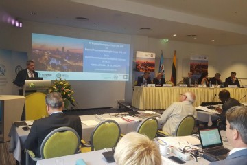 Gazmend Turdiu, Deputy Secretary General of the Regional Cooperation Council (RCC) speaking about digital infrastructure at the International Telecommunication Union (ITU) Regional Development Forum for Europe in Vilnius, 26 April 2017 (Photo: RCC/Maja Handjiska-Trendafilova)