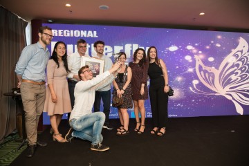 Winners of the first Regional Butterfly Innovation Award in Tirana at the ceremony held in Tirana on 27 June 2022 (Photo: Armand Habazaj) 