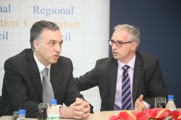 Goran Svilanović (left), RCC Secretary General, met with Filip Vujanović, President of Montenegro, at the organisation’s Secretariat in Sarajevo on 14 May 2014. (Photo RCC/Zoran Kanlic)