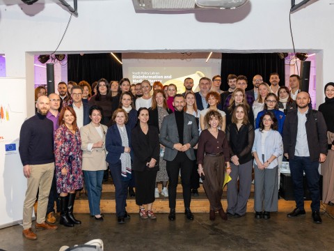 Participants of the Regional Youth Policy Lab on Media Literacy and Disinformation organized by RCC's Western Balkans Youth Project (WBYL) in Tirana on 18-20 November 2025 (Photo: RCC/Henri Koci)