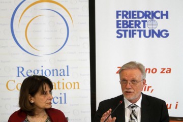 Jelica Minic (left), Deputy RCC Secretary General, and Roland Feicht, Director of FES Project for Labor Relations and Social Dialogue in South East Europe, are to open a two-day regional conference ‘New Skills for New Jobs’ in Western Balkans, in Sarajevo on 12 July 2012. (Photo RCC/Dado Ruvic)