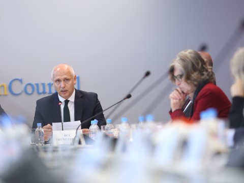 RCC Secretary General Amer Kapetanovic chairing the RCC Board Meeting on 6 November 2025 in Sarajevo (RCC/Jasmin Sakovic)