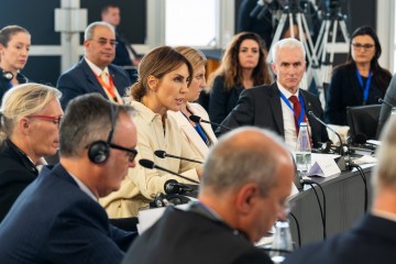 RCC Secretary General addressing the Ministerial Meeting of Ministers of Interior in Tirana, 14 September 2023 (Photo: Armand Habazaj, RCC)