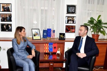 RCC Secretary General Majlinda Bregu with MP and Head of the European Affairs Committee, Artan Grubi, on 22 January 2019 in Skopje. (Photo: Courtesy of the Assembly) 