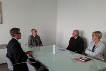 RCC Secretary General, Goran Svilanovic (second left), receives the Swedish Ambassador to BiH, Fredrik Schiller (second right), in Sarajevo on 11 September 2015. (Photo: RCC/Nenad Sebek) 