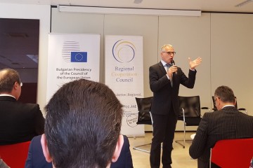 Introductory remarks of the RCC Secretary General Goran Svilanovic at the Conference ‘The Western Balkans’ European Perspective through Growth, Good Governance and Enhanced Cooperation’ in Brussels, 25 April 2018 (Photo: RCC/Bojana Zoric)  