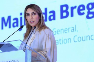 RCC Secretary General Majlinda Bregu speaking at the Investing in Digitalisation in the Western Balkans Conference in Sarajevo on 28 March 2023 (Photo: RCC/Jasmin Sakovic)