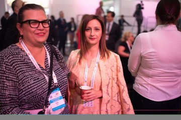 RCC team members welcoming guests at the presentation of Balkan Barometer 2019 in Poznan within Western Balkans Summit, 4 July 2019 (Photo: RCC/Erik Witsoe) 