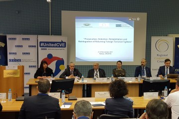 RCC Secretary General Goran Svilanovic (2nd to the left) delivering opening remarks at Regional Workshop on Prosecution, Detention, Rehabilitation and Reintegration of Returning Foreign Terrorist Fighters held in Rakitje, Croatia on 28 November 2017 (Photo: RCC/Natasa Mitrovic)