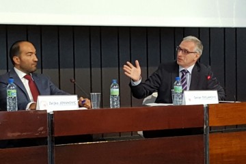 Goran Svilanovic, RCC Secretary General (right) and Zeljko Jovanovic, Director, Roma Initiatives Office, Open Society Foundations (left) at the Roma Integration 2020 Launch Event on 9 June 2016 in Brussels (Photo: RCC/Gordana Demser) 