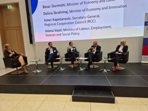 RCC Secretary General Amer Kapetanovic spoke at the panel “Promoting Employment: Effective Strategies for Resilient and Inclusive Labour Markets” during the Western Balkans Conference: Advancing Employment and Social Policy Together, held in Berlin on 11 May 2026 (Photo: RCC)