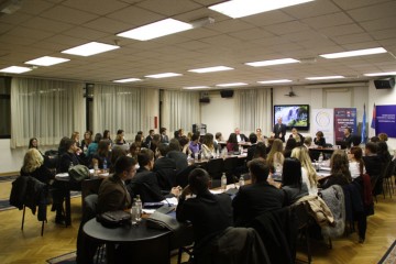 Participants of RCC’s panel debate on findings of the Academy on Media Law in South East Europe: Online media regulation – Where does regulation end and overregulation start? , held in Belgrade on 13 December 2013. (Photo: Courtesy of Law Faculty of the Belgrade University)