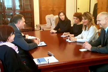 RCC Secretary General Majlinda Bregu with Chairman of the BiH Presidency, Milorad Dodik, on 14 March 2019 in Sarajevo. (Photo: RCC/Selma Ahatovic-Lihic) 