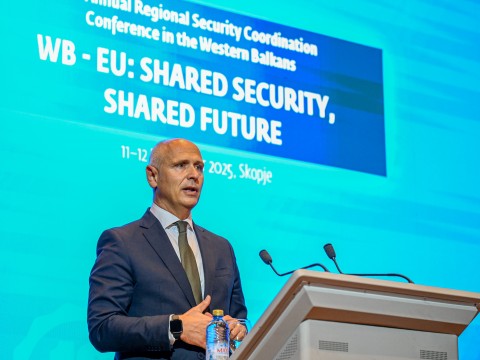 RCC Secretary General Amer Kapetanović opening the 10th Annual Regional Security Coordination Conference in Skopje on 11 November 2025 (Photo: RCC/Ognen Acevski)