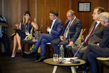 Majlinda Bregu, Secretary General of the Regional Cooperation Council (RCC) during the Panel dedicated to Western Balkans - Europeisation, Democratisation, Shared Responsibility at  the 14th Bled Strategic Forum, in Bled on 3 September 2019 (Photo: RCC/Matej Kolakovic)