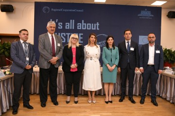 Participants of the High Level Regional Conference “It’s all about Justice”, on 4 October 2019, in Tirana. (Photo: RCC Armand Habazaj)