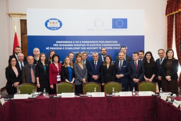 Participants of the Conference of the Parliamentary Committees for EU affairs of the countries participating in the Stabilisation and Association Process of South East Europe (COSAP) held in Tirana on 17 January 2020 (Photo: RCC/Armand Habazaj)