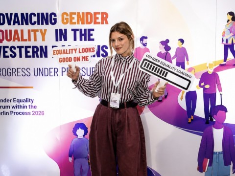 Jona Haderi, RCC Expert on Monitoring and Reporting took part in Gender Equality Forum on behalf of the RCC, in Sarajevo on 2 July 2026 (Photo: RCC/Jasmin Sakovic)