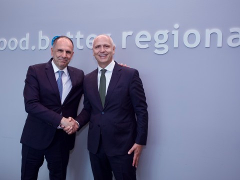Secretary General of the Regional Cooperation Council (RCC) Amer Kapetanović with Minister of Foreign Affairs of Greece, George Gerapetritis in RCC Headquarters in Sarajevo on 19 June 2026 (Photo: RCC/Jasmin Sakovic)