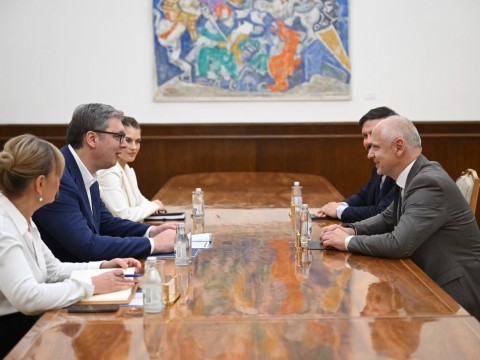 Secretary General of the Regional Cooperation Council (RCC), Amer Kapetanović met with the President of Serbia, Aleksandar Vučić in Belgrade on 3 June 2025 (Photo: Courtesy of the Office of the President)
