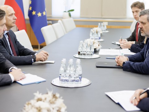 RCC Secretary General Amer Kapetanovic and Minister of Foreign and European Affairs of Slovenia Tone Kajzer met today in Ljubljana (Photo: RCC/Matej Kolakovic)