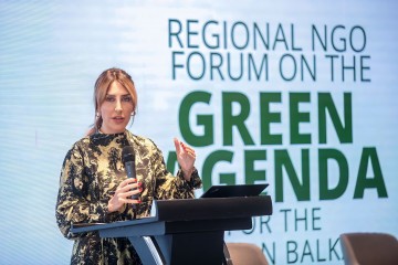 RCC Secretary General Majlinda Bregu opening the NGO Forum on Green Agenda for the Western Balkans (Photo: RCC/Nemanja Brankovic)
