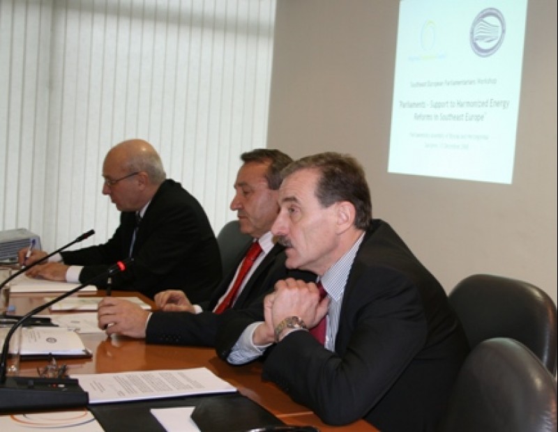 RCC Secretary General, Hido Biscevic (right) at the workshop “Parliaments – Support to Harmonized Energy Reforms in Southeast Europe”, Sarajevo, BiH, 15 December 2008. (Photo RCC/Selma Ahatovic-Lihic)