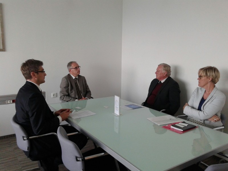 RCC Secretary General, Goran Svilanovic (second left), receives the Swedish Ambassador to BiH, Fredrik Schiller (second right), in Sarajevo on 11 September 2015. (Photo: RCC/Nenad Sebek)