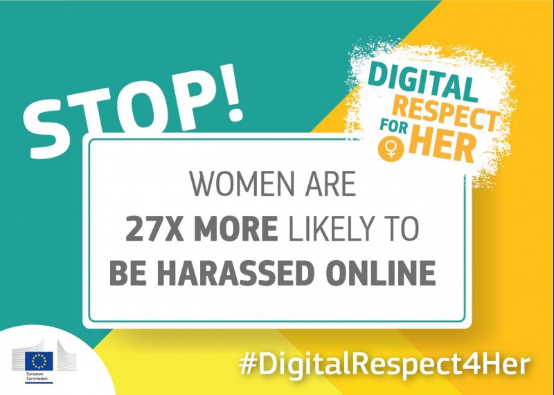 The #DigitalRespect4Her Campaign is a campaign launched by the European Commission to raise awareness about online violence against women and promote good practices to tackle this issue (Illustration: European Commission)