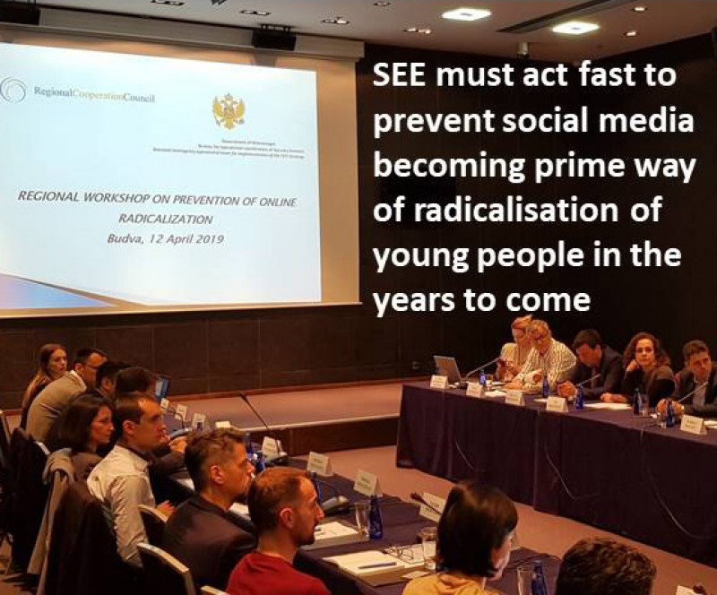 Participants of the regional Workshop on prevention of online radicalization in South East Europe (SEE) in Budva, 12 April 2019 (Photo: RCC/Natasa Mitrovic)