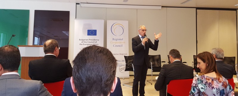 Introductory remarks of the RCC Secretary General Goran Svilanovic at the Conference ‘The Western Balkans’ European Perspective through Growth, Good Governance and Enhanced Cooperation’ in Brussels, 25 April 2018 (Photo: RCC/Bojana Zoric)