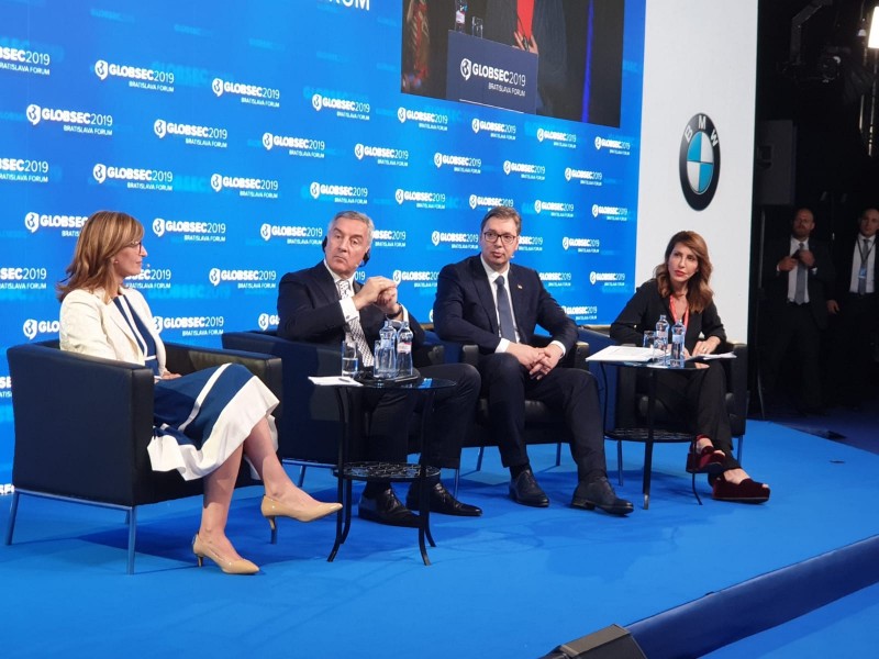 RCC Secretary General, Majlinda Bregu at the GLOBSEC 2019 Forum speaking at the panel ‘Western Balkans: drifting away from Europe?”, together with presidents of Montenegro and Serbia, Milo Djukanovic and Aleksandar Vucic and Bulgarian Minister of Foreign Affairs, Ekaterina Zaharieva, in Bratislava on 7 June 2019 (Photo: RCC/Ratka Babic)