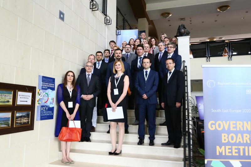 Participants of the third meeting of the Governing Board of the Regional Cooperation Council’s (RCC) South East Europe 2020 (SEE 2020) Strategy that took place in Pravets (Bulgaria), on 30 May 2016. (Photo: Regional Cooperation Council/Ivo Petkov)