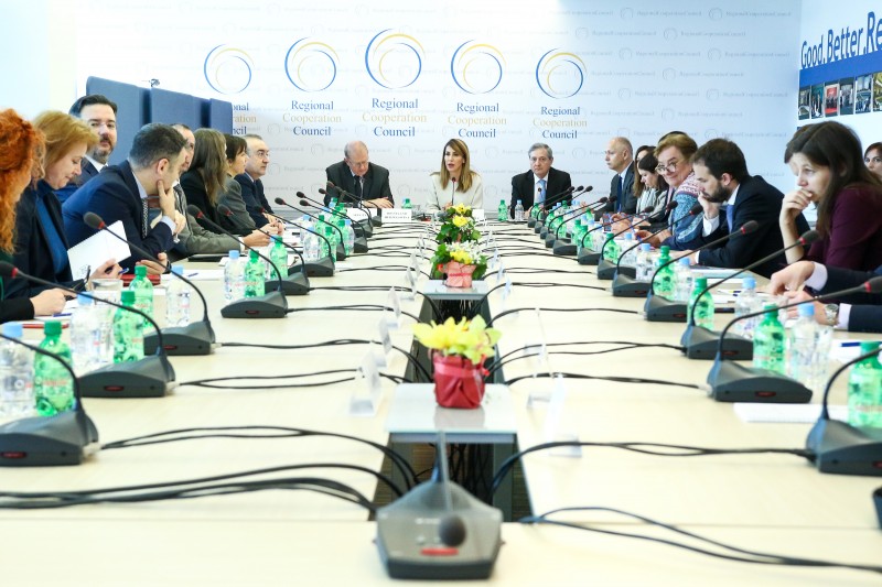 RCC Board met for the 36th time with the new RCC Secretary General, Majlinda Bregu, chairing the meeting for the first time, in Sarajevo on 14 March 2019 (Photo: RCC/Armin Durgut)