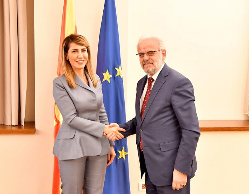 RCC Secretary General Majlinda Bregu with President of the Assembly, Talat Dzaferi, on 22 January 2019 in Skopje (Photo: Courtesy of the Office of the President of the Assembly)