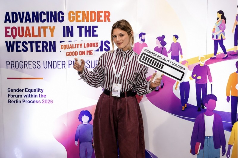 Jona Haderi, RCC Expert on Monitoring and Reporting took part in Gender Equality Forum on behalf of the RCC, in Sarajevo on 2 July 2026 (Photo: RCC/Jasmin Sakovic)