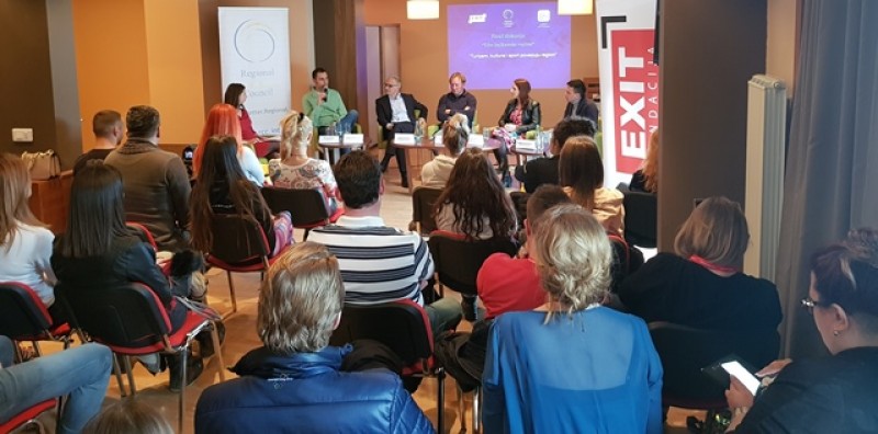 RCC Secretary General Goran Svilanovic took part in the panel discussion of informal citizens' group from the Western Balkans „Silent Balkan Majority titled „Tourism, culture and sports connect the region“, as a part of the RCC’s support to the newest edition of EXIT Festival – Festival 84, that officially opened on Olympic mountain Jahorina, near Sarajevo, 15 March 2018 (Photo: RCC/Ratka Babic)