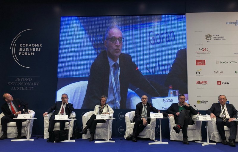 Regional Cooperation Council’s (RCC) Secretary General Goran Svilanovic moderated a panel titled ‘Western Balkans - challenges: Regional economic area?’ at the 25th edition of the Kopanonik Business Forum, at Kopaonik on 5 March 2018. (Photo: RCC/Dragana Djurica)