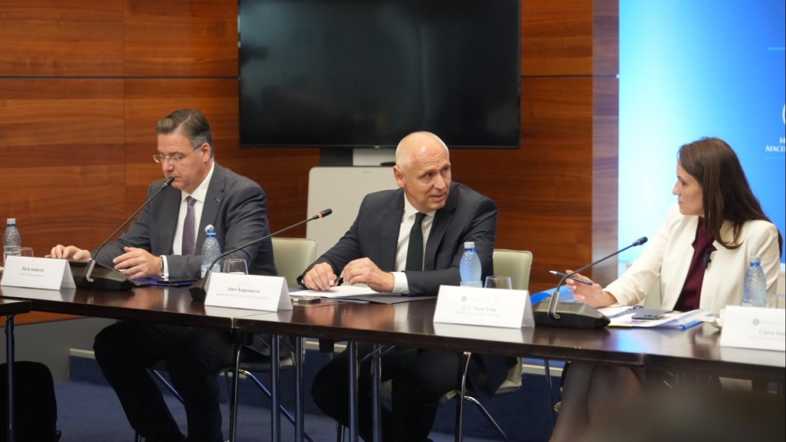 RCC Secretary General at the round table with MFA of Romania (on the right) and RCC Head of Political Department (on the left) on 28 July 2026 (Photo: RCC/Stefan Banu)