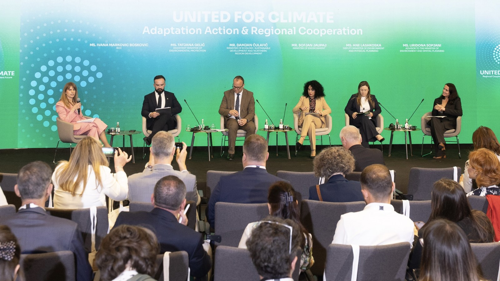 RCC’s Senior Expert on Green Agenda/Coordinator of the Green Agenda, Ivana Marković Bošković moderated the high-level ministerial panel “United for Climate – Adaptation Action & Regional Cooperation at the United for Climate: Regional Cooperation for a Resilient Future conference, in Tirana on 5 May 2026 (Photo: RCC/Henri Koci)