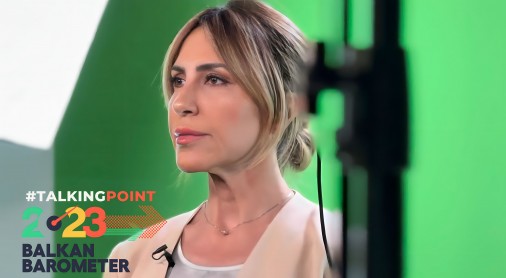 RCC Secretary General Majlinda Bregu presenting the Balkan Barometer Public Opinion 2023 data in the latest issue of Talking Point 