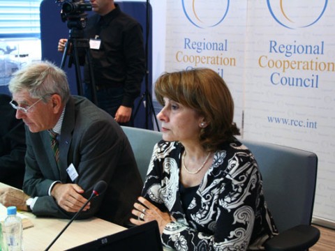 Deputy RCC Secretary General, Jelica Minic (right), and Knut Dreyer, Senior Police Adviser to the OSCE Secretary General, open the workshop on democratic policing in South East Europe, Sarajevo, BiH, 30 September 2010. (Photo RCC /Selma Ahatovic-Lihic) Deputy RCC Secretary General, Jelica Minic (right), and Knut Dreyer, Senior Police Adviser to the OSCE Secretary General, open the workshop on democratic policing in South East Europe, Sarajevo, BiH, 30 September 2010. (Photo RCC /Selma Ahatovic-Lihic)