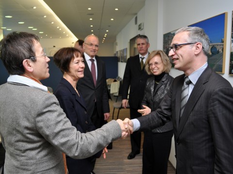 Goran Svilanovic, RCC Secretary General (right), welcomes German ambassadors from the Western Balkans region at the RCC premises, Sarajevo, 11 March 2013. (Photo: RCC/Nedim Grabovica) Goran Svilanovic, RCC Secretary General (right), welcomes German ambassadors from the Western Balkans region at the RCC premises, Sarajevo, 11 March 2013. (Photo: RCC/Nedim Grabovica)