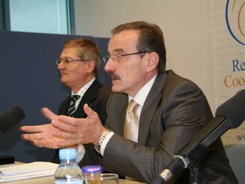 RCC Secretary General Hido Biscevic (right) and Head of RCC Justice and Home Affairs Unit Virgil Constantin Ivan Cucu (left) at the first meeting of key Southeast Europe initiatives and international partners on justice and home affairs issues, Sarajevo, 15 September 2008. (Photo RCC/Selma Ahatović-Lihić) RCC Secretary General Hido Biscevic (right) and Head of RCC Justice and Home Affairs Unit Virgil Constantin Ivan Cucu (left) at the first meeting of key Southeast Europe initiatives and international partners on justice and home affairs issues, Sarajevo, 15 September 2008. (Photo RCC/Selma Ahatović-Lihić)